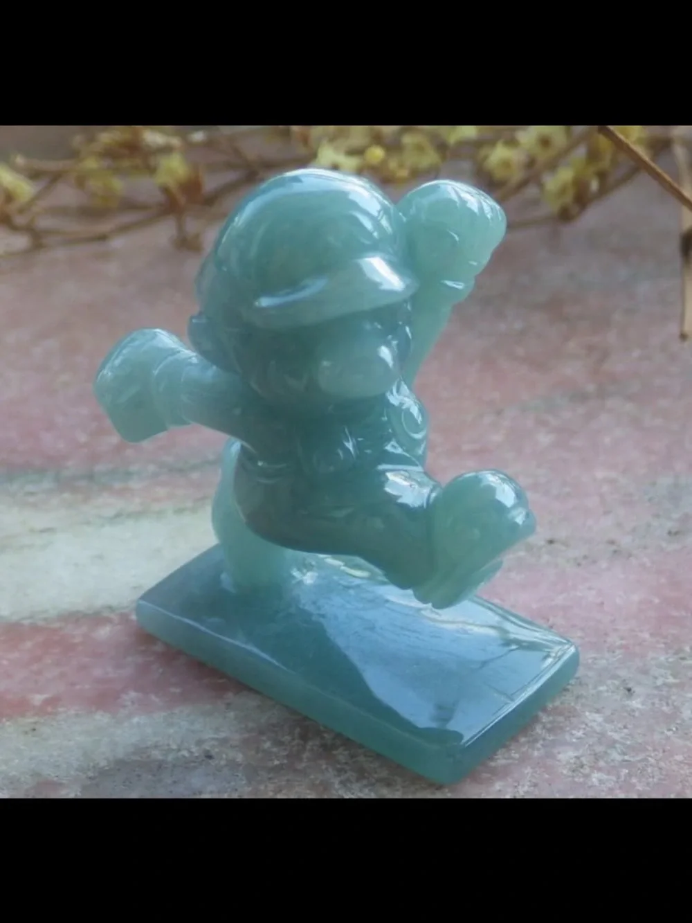 Mario water blue light green Jadeite Jade Display mario kick Cartoon seal chop